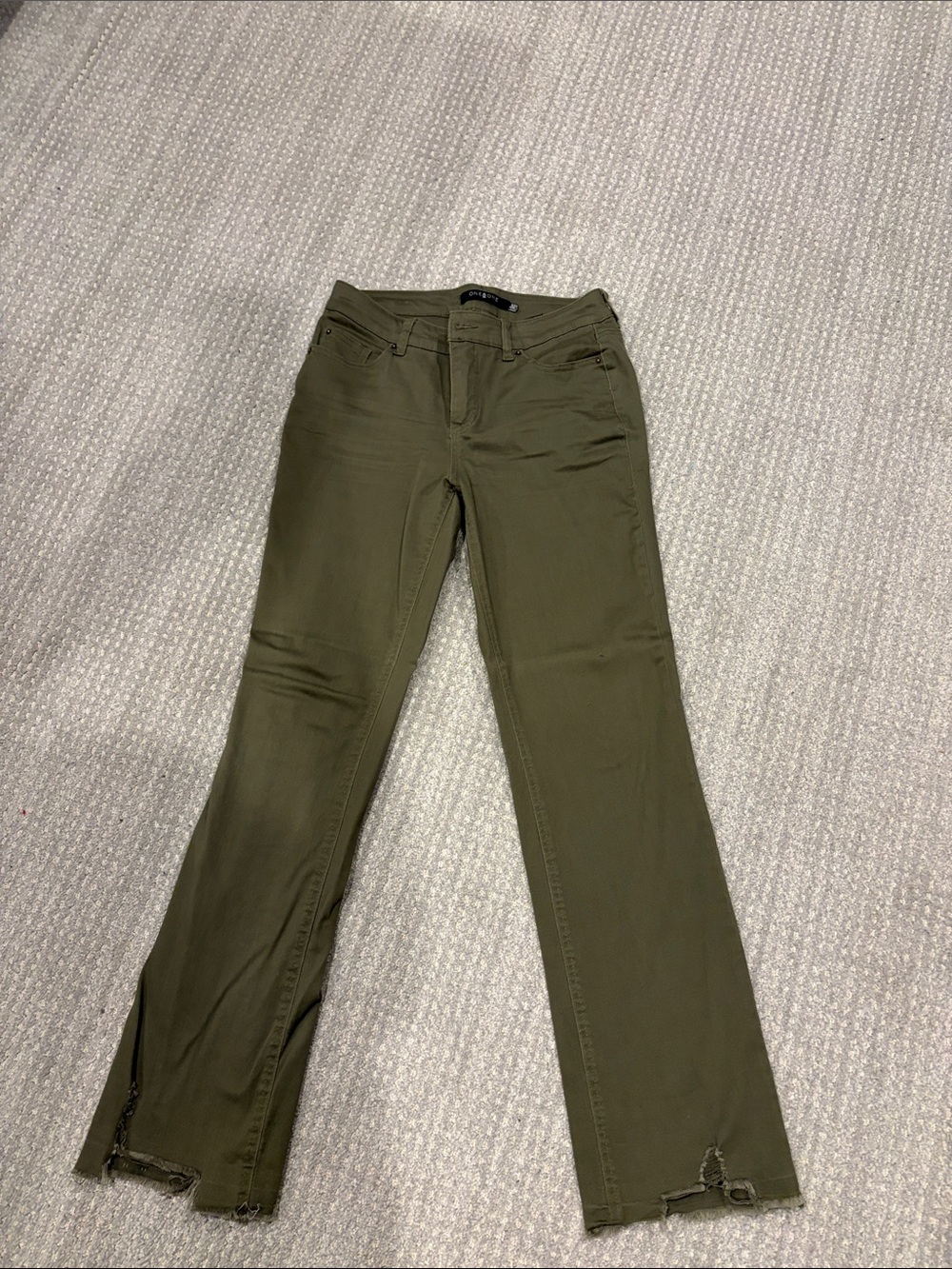 one 5 one Olive Green Flare Jeans